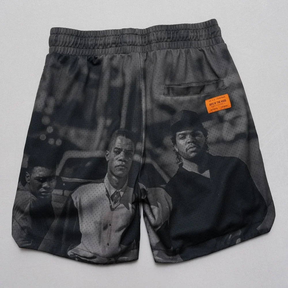 Shoe Palace Boyz N The Hood Shorts Mens‎ Small Gray Mesh Graphic Drawstring